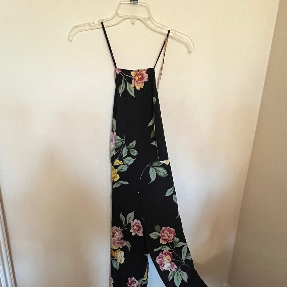 Urban Outfitters Floral Strappy Halter Wide Leg Jumpsuit